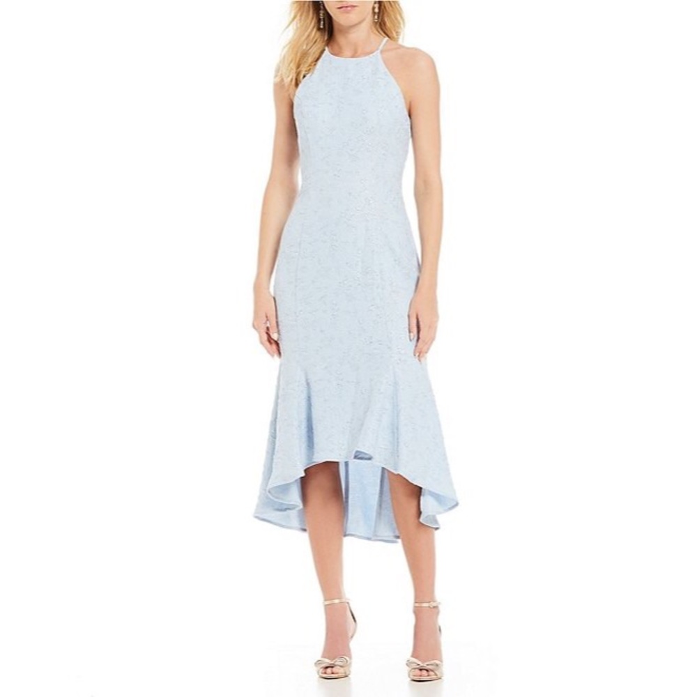 Badgley Mischka Dara Flounce Formal High Low Dress. 8
